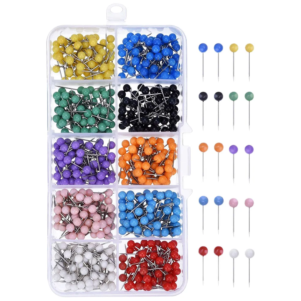 600Pcs 다채로운 둥근 압정 다기능 푸시 핀 책상 액세서리용 편리한 교체 가능한 작은 공 모양 핀