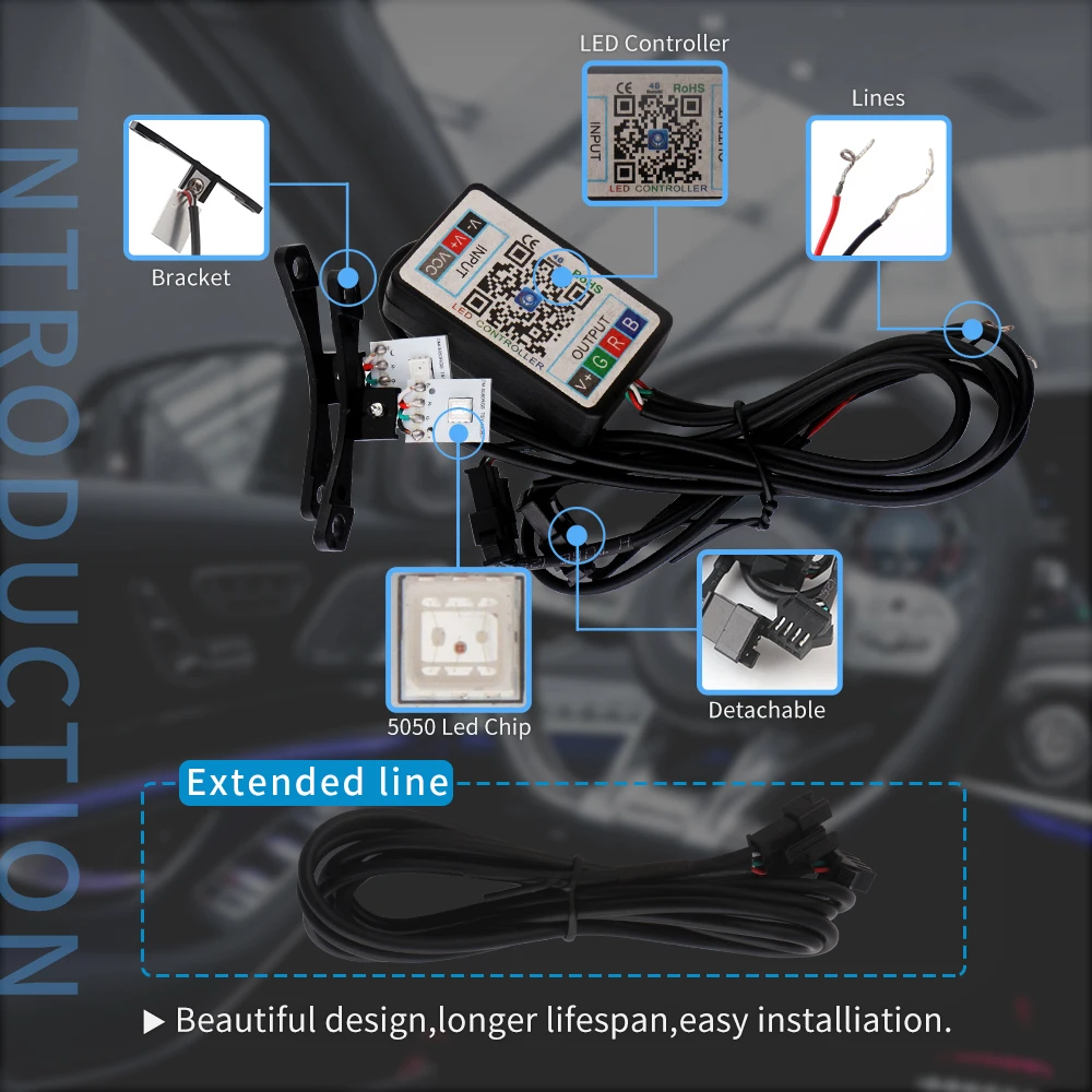 LED Devil Eye RGB Lights for Automotive and Motorcycle Headlights, App-Controlled