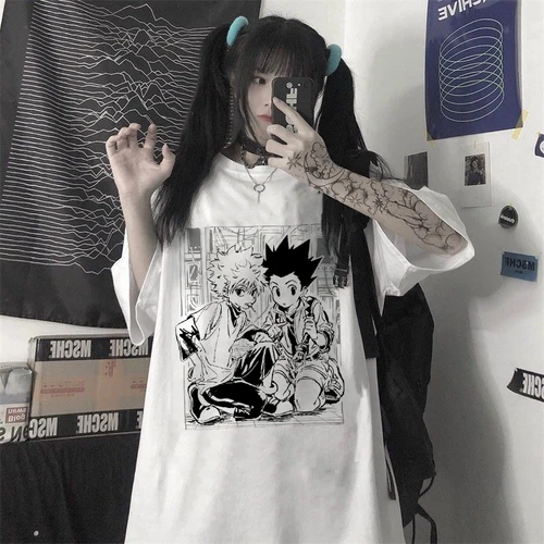 Y2k 여성용 반팔 만화 티셔츠, 귀여운 상의, 헌터 X 헌터 티셔츠, 킬루아 졸딕 애니메이션 티셔츠, 여성 의류 2
