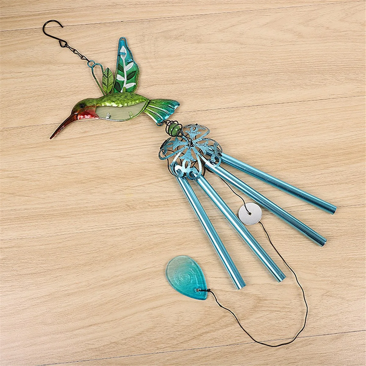 Y77A-Wind Chime Glass Gardening Blue Hummingbird Wind Chimes Pendant High Quality for Wall Window Door Ornaments