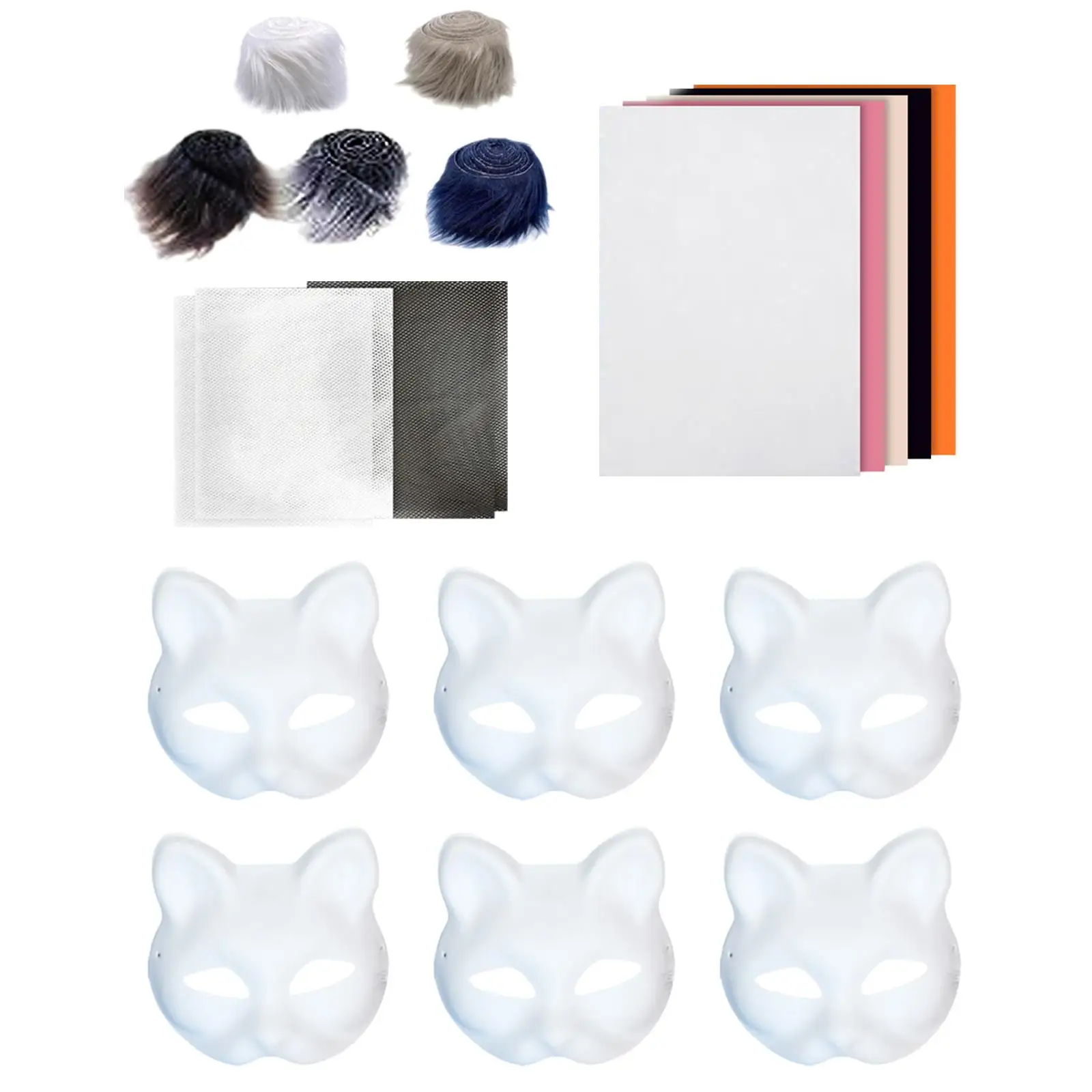 6x kattenmaskerkit DIY blanco gezichtsmasker kostuum cosplay accessoire  blanco kattenmasker voor dansfeest vakantie maskerade volwassenen en  kinderen - AliExpress, image size:1600x1600