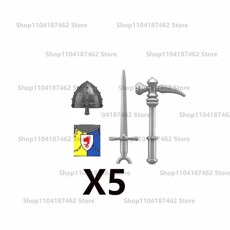 Medieval Knight Army Set with Green Dragon and Wolf Warrior Building Blocks