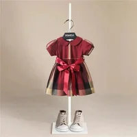 Vêtements d'été Bab filles robe fille coton décontracté Plaid nœud ceinture enfants robe nouveau mignon enfants vêtements en gros 1-13 ans 3