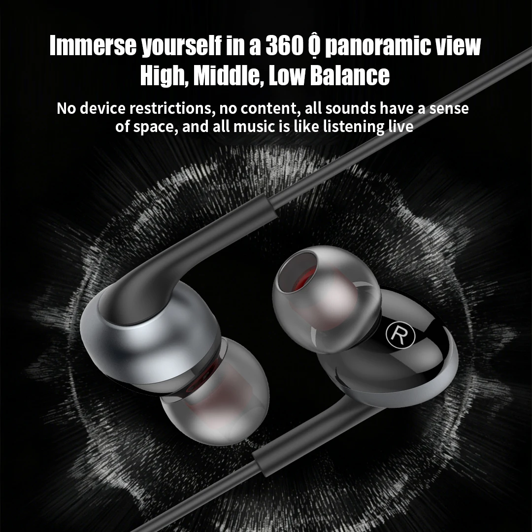 Premium Wired USB-C In-Ear Headphones with 9D HiFi Stereo Sound