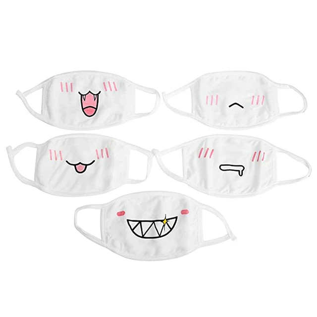Boca unissex reutilizar máscaras branco anime anti pó Kawaii Muffle Máscara  facial