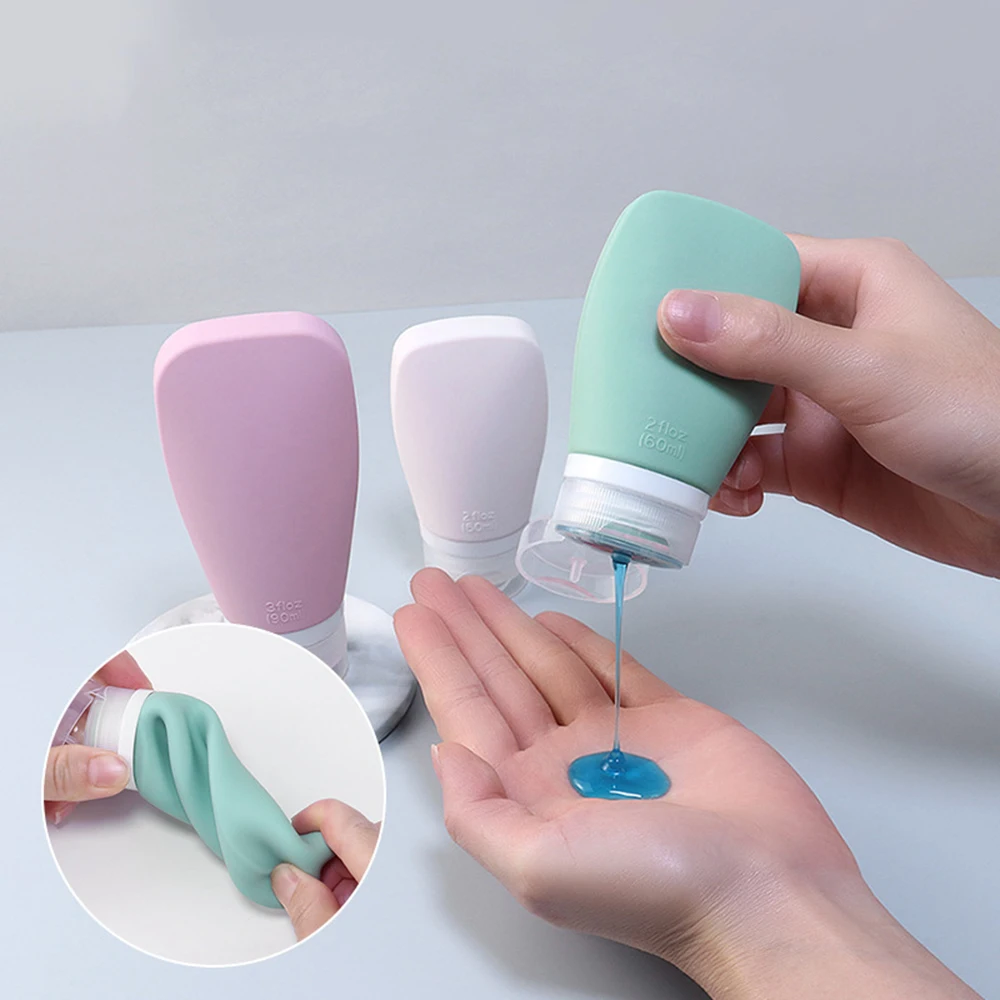 

60/90ml Silicone Travel Bottles Sub-packaging Storage Bottle Shampoo Container Lotion Squeeze Tube Refillable Bottle Makeup Tool