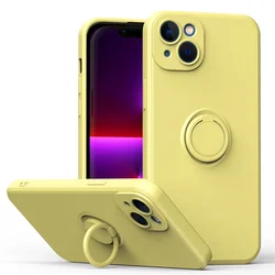 Magnetic Ring Holder Liquid Silicone Phone Case Cover - 7 8 or SE 2020 (Yellow)