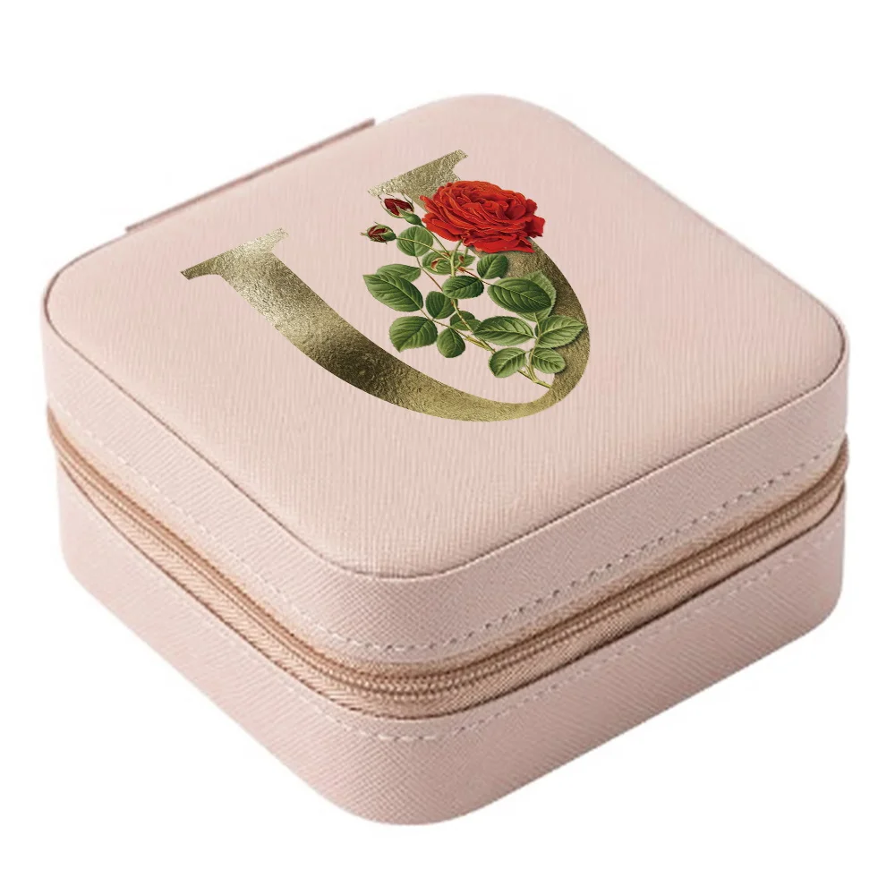 Mini Jewelry Box Organizer Display Travel Jewelry Zipper Case Boxes PU Leather Portable Earrings Necklace Ring Wedding Gift Box