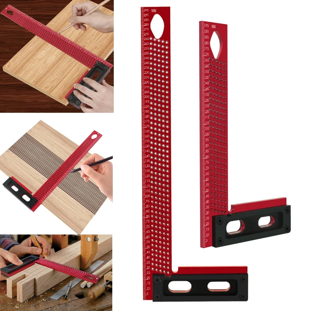 T-förmiger Winkellineal Multifunktions-Winkelmesser DIY Präzisions-Winkelmessinstrument Lineal-Werkzeug für Holzbearbeitung und Bau