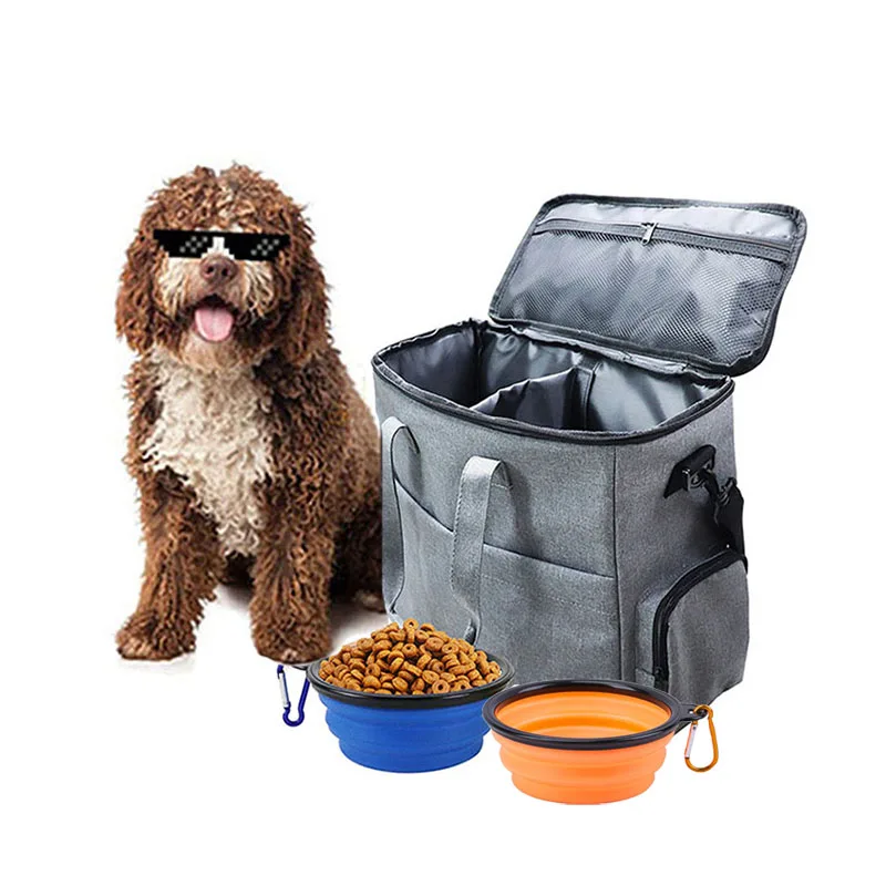 

Pet Travel Carrying Bag With Snacks Breathable Dog Backpack Professional Pooch Training Feeder Handbag Hiking Camping Supplies