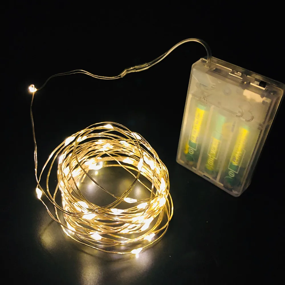 1m/2m/3m/5m/10m Copper Wire Garland LED Fairy Lights Garland Curtain Battery Power String Lights Christmas Festoon Party Wedding 2m 3m 5m 10m led string light green leaf rgb garland vine fairy lights 5v battery box powered wedding party christmas decoration