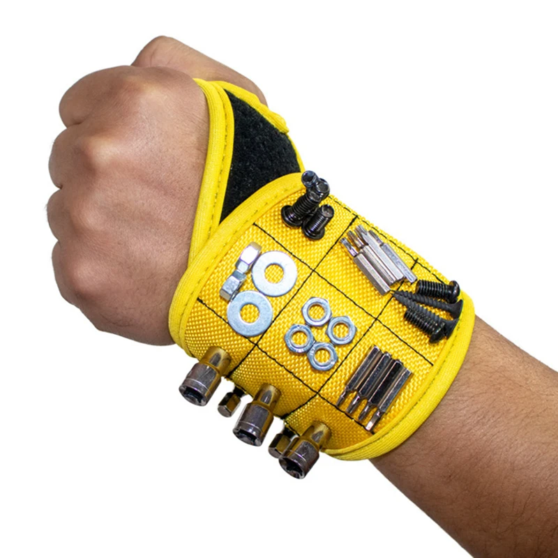 Magnetic Tool Wristband - Adjustable Wrist Strap with Strong Magnets for Holding Nails and Screws