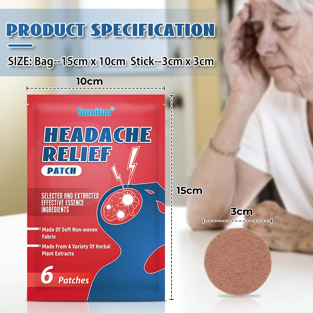 12/24pcs Sumifun Relieve Headache Patch Treat Migraine Sickness Dizziness Anti Headache Plaster Help Sleeping Relax Head Sticker pain relief patch