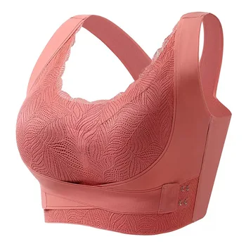 Fibbia laterale con fiore in pizzo senza segni e traspirante, bella raccolta posteriore, reggiseno da donna stile gilet con spalla larga e seno laterale