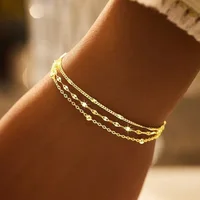 Bracelets chaîne en argent Sterling 925 scintillant pour femmes, luxe élégant, trois couches de perles géométriques, bijoux de fête de mariage 2