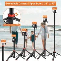 Aluminum Extend Selfie Stick Tripod Mini Portable Vlog Tripod for Go Pro 13 12 11 10 9 8  DJI Osmo Action 3 4 5 Insta 360 X5 X4 - Image 2