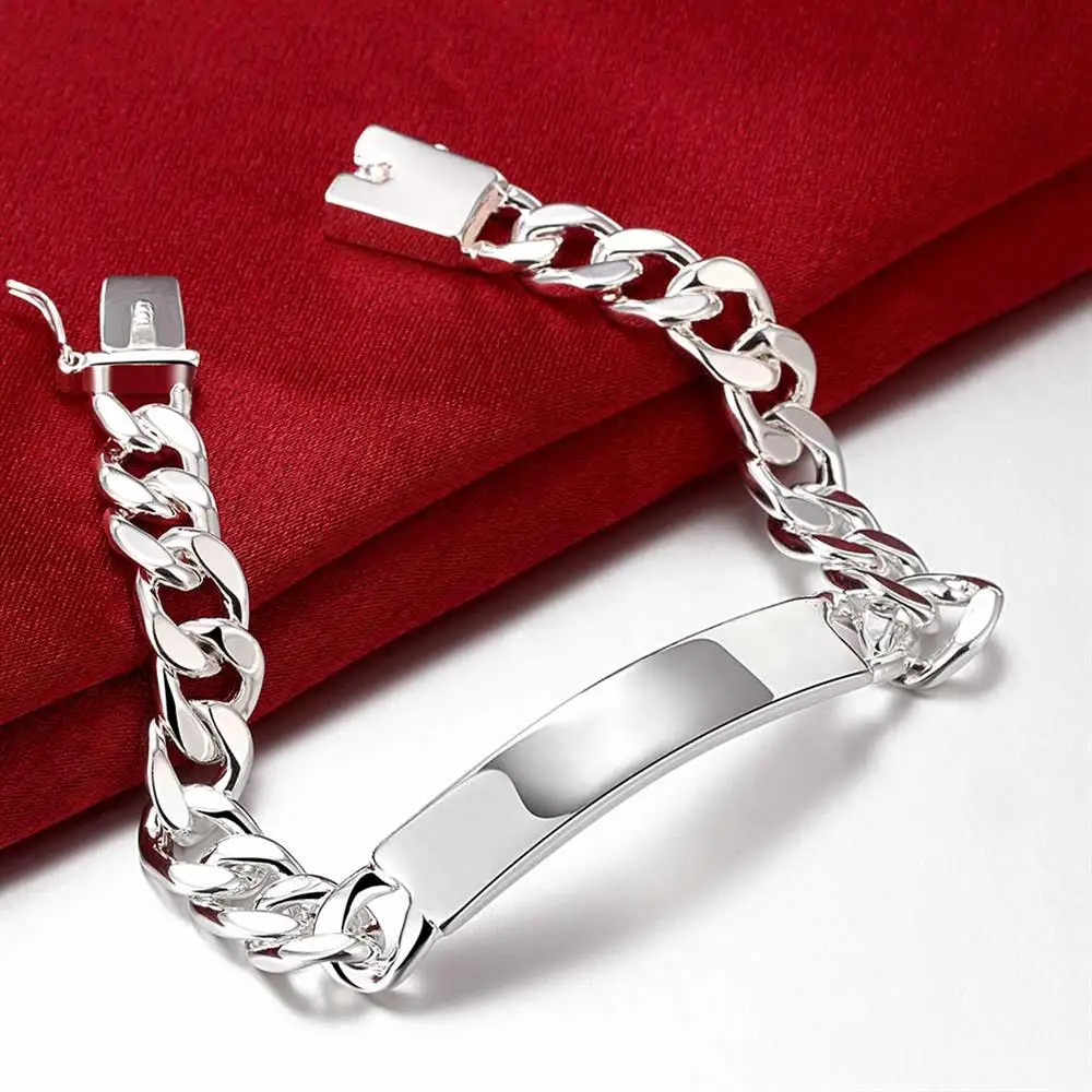 

Noble classic 10MM geometry chain fashion 925 Sterling silver Bracelets for man women Wedding party Christmas gifts fine jewelry