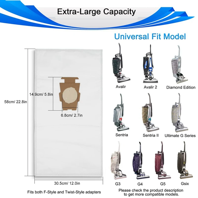 Sacchetti per la polvere da 10 pezzi per aspirapolvere Kirby Sentria G7E/G10/G10E/G5/G6/KY10/MK2/MK3 205811, 205814 sostituzione del sacchetto della spazzatura sottovuoto