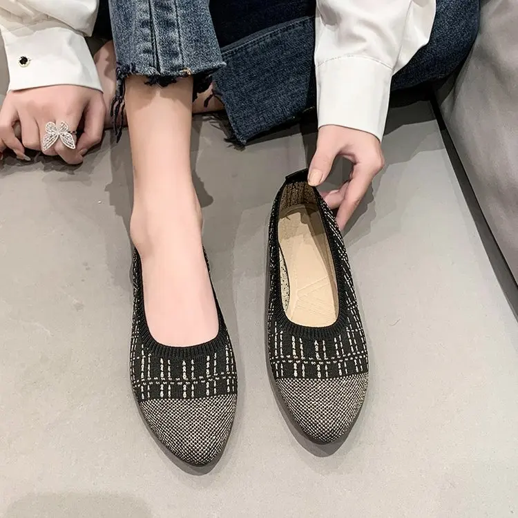 

Туфли женские демисезонные на плоской подошве, модные эластичные удобные туфли с заостренным носом, для отдыха