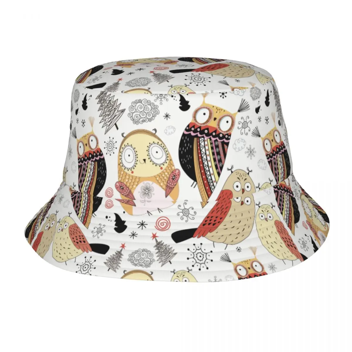 

Bucket Hat Unisex Bob Cap Hip Hop Gorros Cute Christmas Owls Panama Cap Beach Sun Fishing Hat