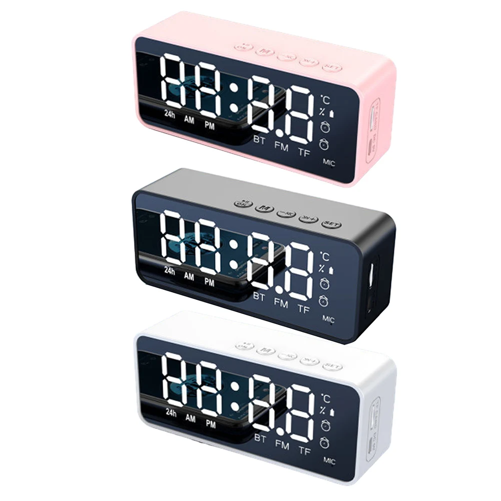 CREATIVE Wireless Bluetooth Speaker With FM Mini Card Desktop Mirror Alarm Clock Voice Prompt Feature 11.8cm X 3.5cm X 4.8cm