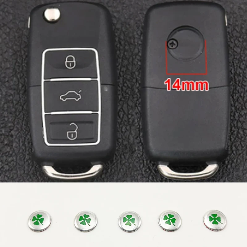 14Mm Alluminio Car Key Badge Emblem Car Key Sticker Per Alfa Romeo Green Four Clover 147 156 159 166 Giulietta Giulia Spider Mito