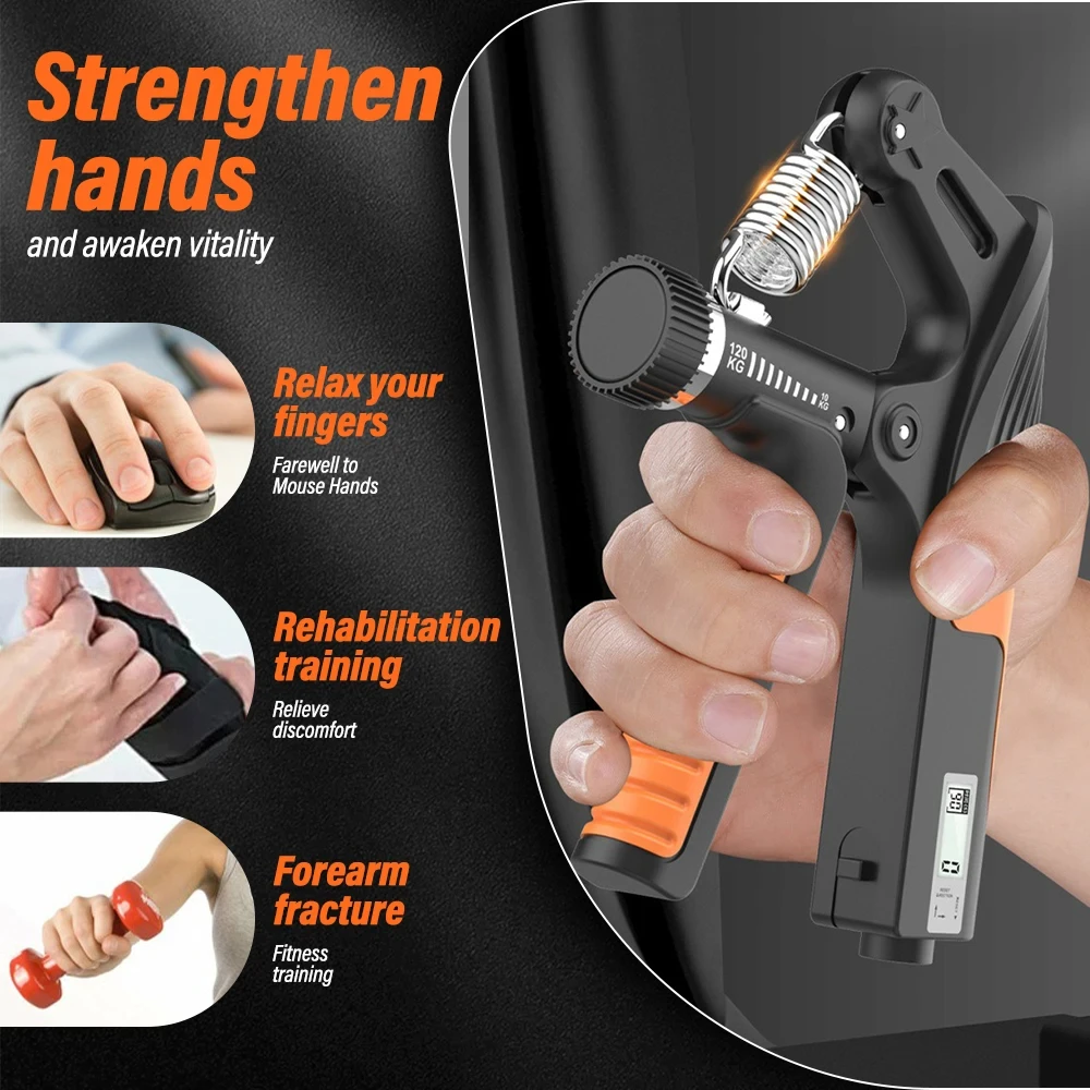 Adjustment Countdow Hand Grip Strengthener 10-120kg Hand Forearm Exerciser Wrist Arm Muscle Bodybuilding Finger Expander Train hand strengthener finger trainer finger strength trainer forearm exerciser wrist exerciser hand grip trainers hand grip exerciser hand exerciser hand trainer