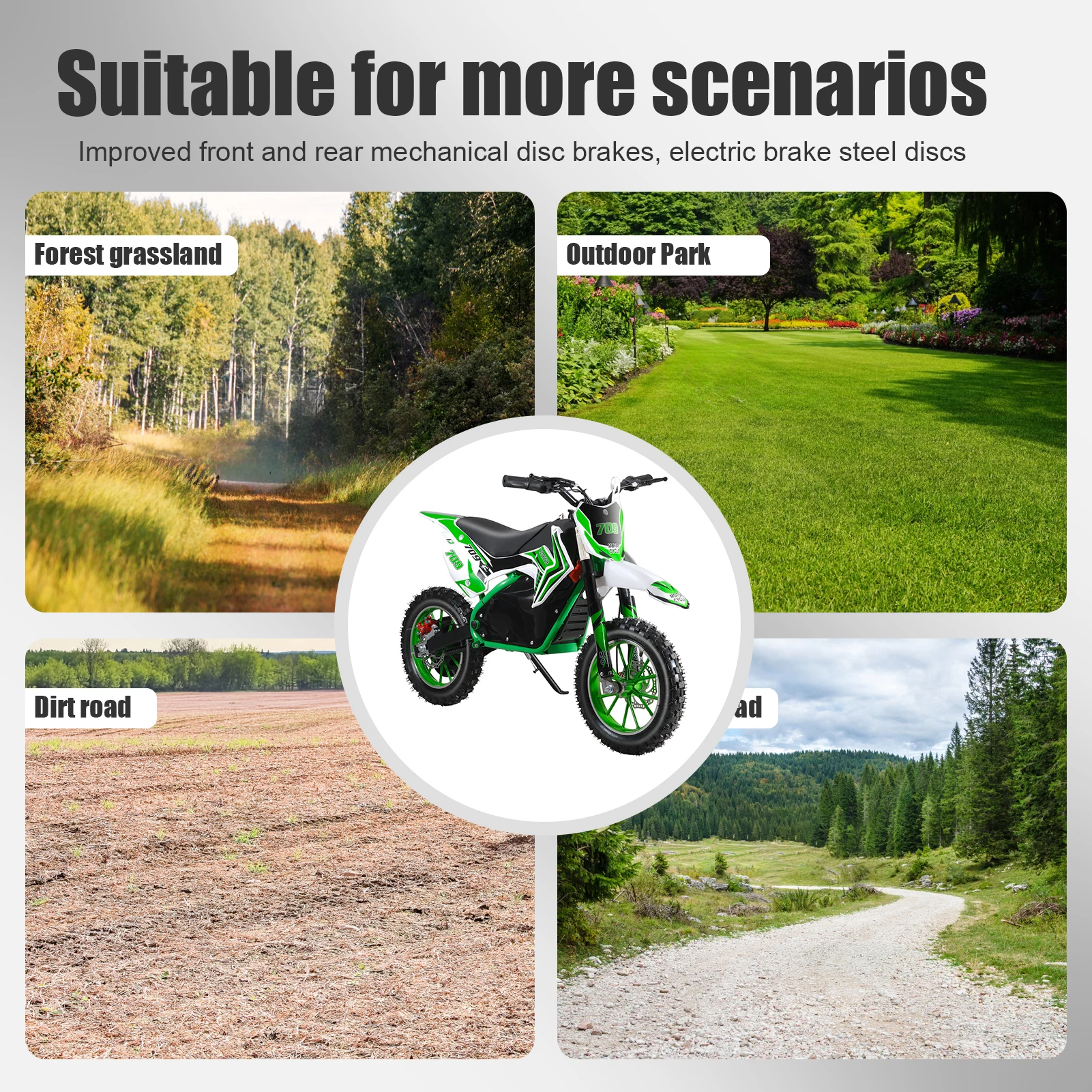 Dirt Bike, Rocket Electric Motocross Bike, Off Road Mini Motorcycle, Electric Pocket Motorbike with Mechanical Disc Brakes, 10 I