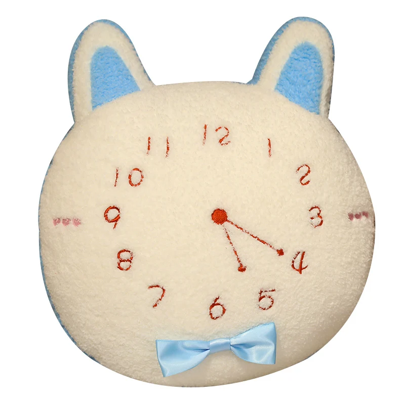 40cm Reversible Red Heart Plush Pillow with Legs Stuffed Blue Pink Cat Face Shaped Clock Flip Plushie Present 6