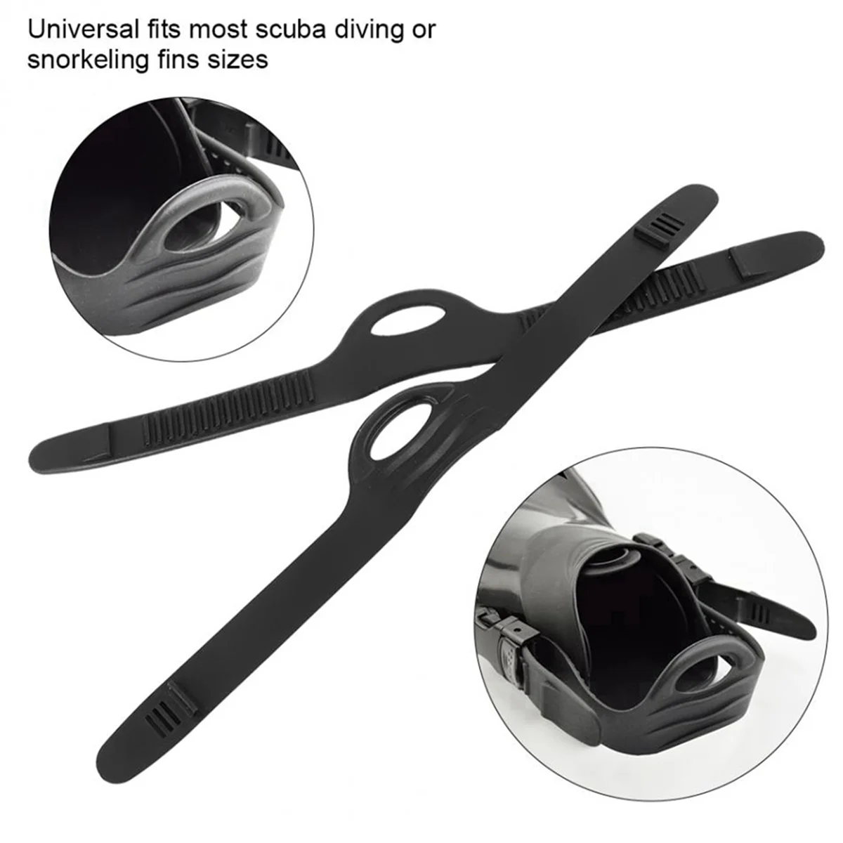BAAU 2 Pair Quick Release Universal Adjustable Swimming Fins Strap Rubber Fin Flippers Strap Swimming Scuba Diving Fins,M