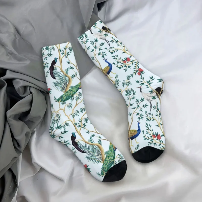 

Vintage Garden Exotic Bird Peacock Socks Men Funny Happy Chinoiserie Socks Spring Summer Autumn Winter Stockings Gifts