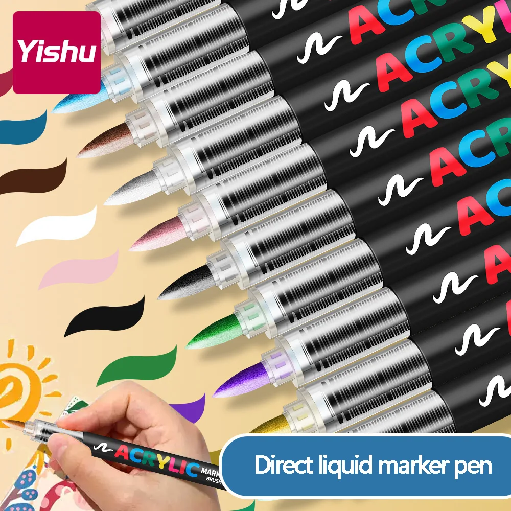 Acrylic Paint Pen Set - 12-168 Colors Brush Tip Markers for Rock Wood Canvas and Stone DIY Crafts  Christmas Gifts