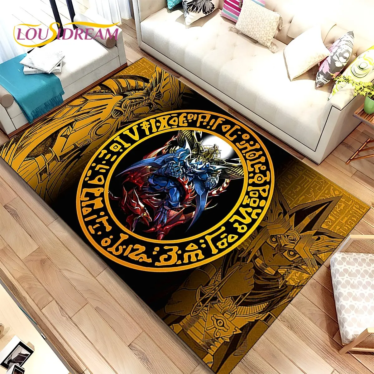 Yu-Gi-Oh MONSTER CARD Anime Area Rug Large,Carpet Rug for Living Room Bedroom Sofa Doormat Decoration,Kids Non-slip Floor Mat 3D