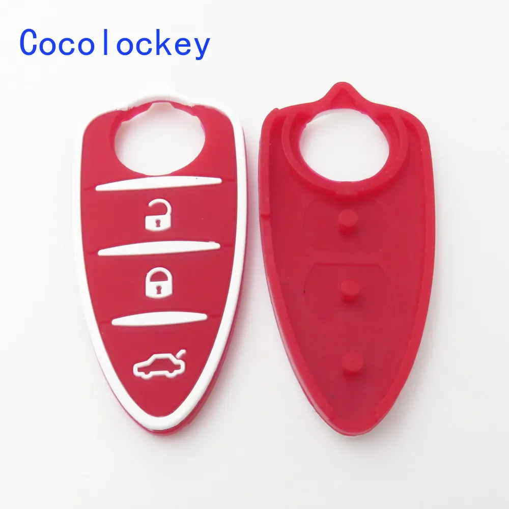 10 Pz/Lotto In Gomma Siliconica Key Pad 3 Pulsanti Per Alfa Romeo Mito Giulietta 159 Gta Flip Remote Key Colorful Pad Accessori Auto