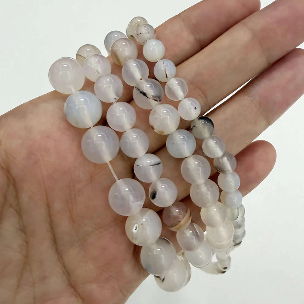 Naturstein Sardonyx weißer Achat runde Perlen 15" Strang 4 6 8 10 12MM Auswahlgröße für Schmuck