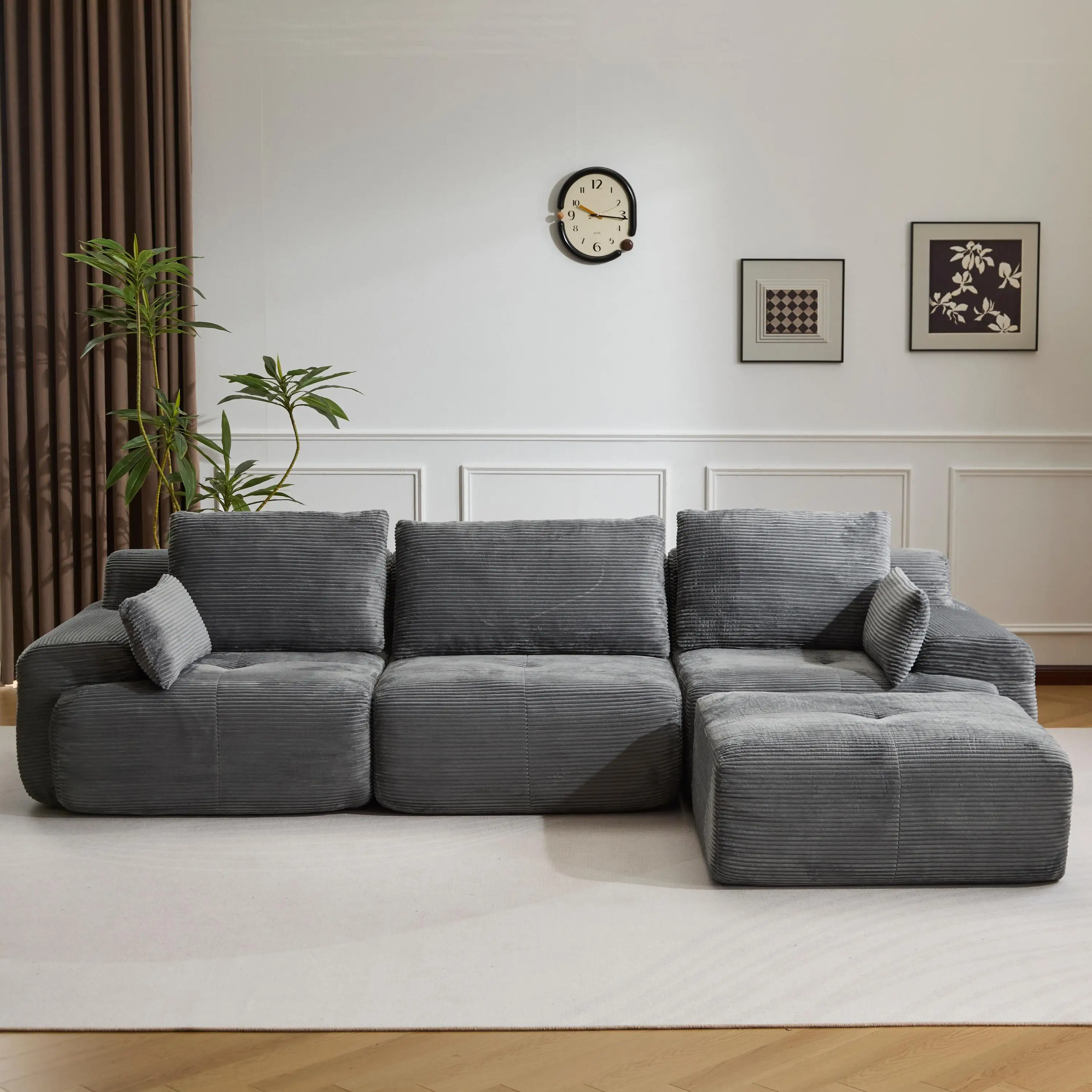 Nowoczesna sztruksowa sofa w kształcie L z EU za $544.71 / ~2051zł