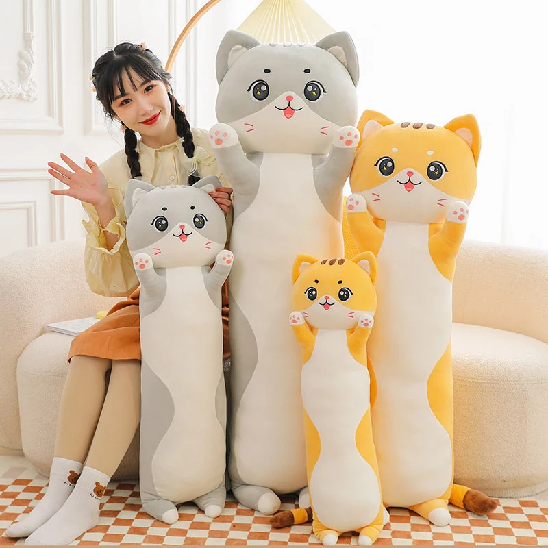 110cm Giant Cute Big Face Cat Plush Pillow Stuffed Animals Yellow