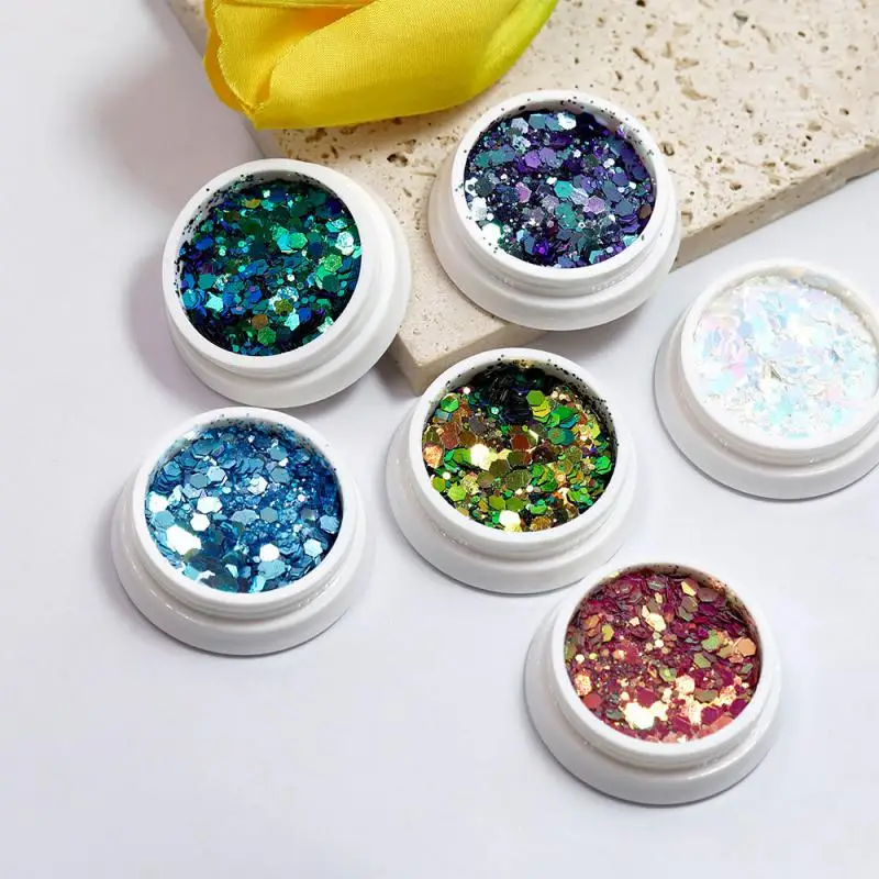 

Box Nail Art Sequins Silver Nail Glitter Chrome Powder Sparkly Hexagon Nail Flakes Manicure Decorations