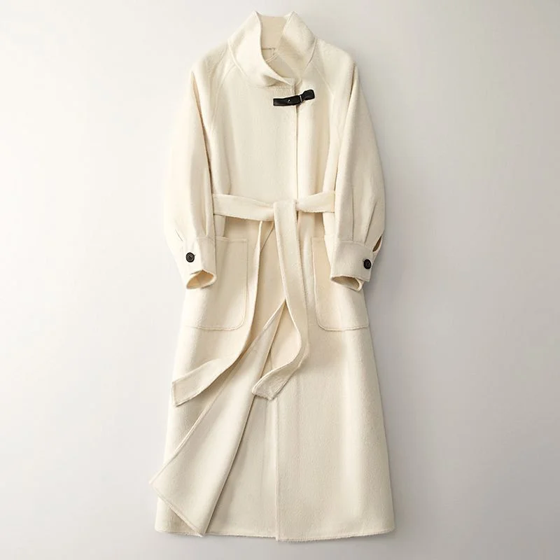 Wool Double-sided Woolen Coat 2023 Spring Korean Version of Temperament New Relaxed Casual Women Woolen Coat Solid Color Commute