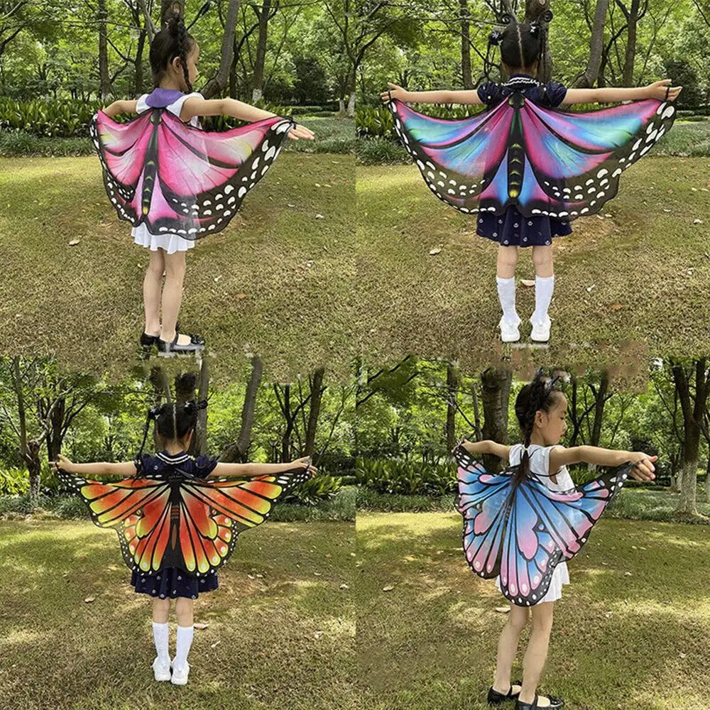 Colorful Costume Dress Gilding Performance Props Asymmetrical Butterfly Wings Cape Shoulder Straps Butterfly Wings Fairy Wing