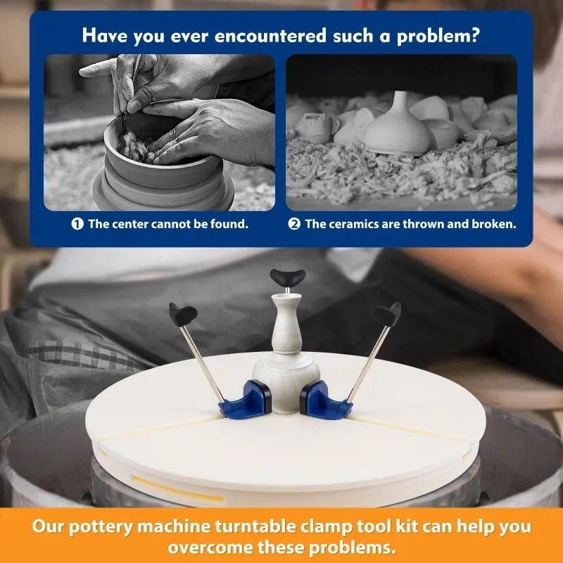 Portable Pottery Machine Turntable Clamp Pottery, White Ceramic Pottery Trimming Turntable Tools Sculpting Clamp Repair Tools