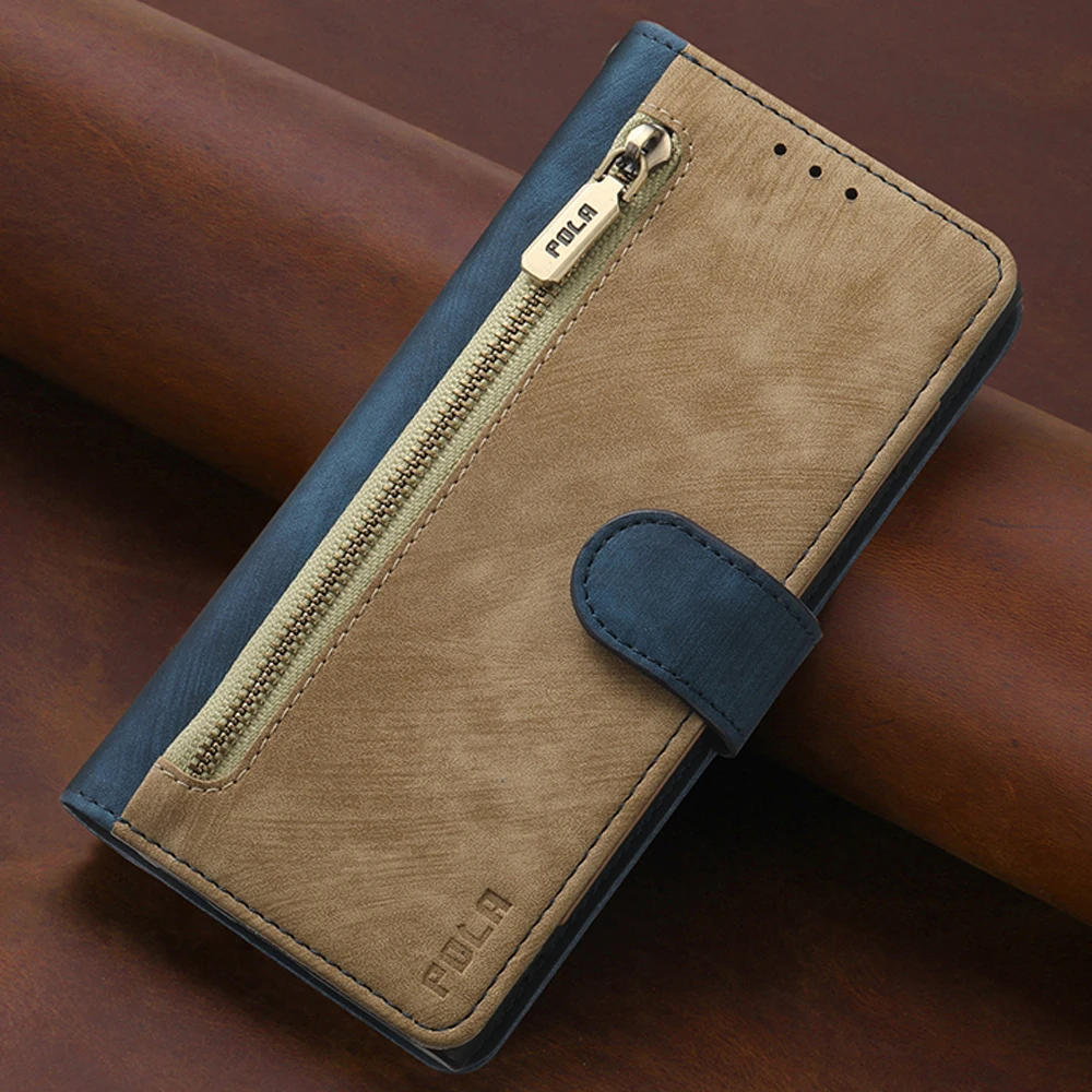 Luxury Zipper Leather Wallet Flip Case