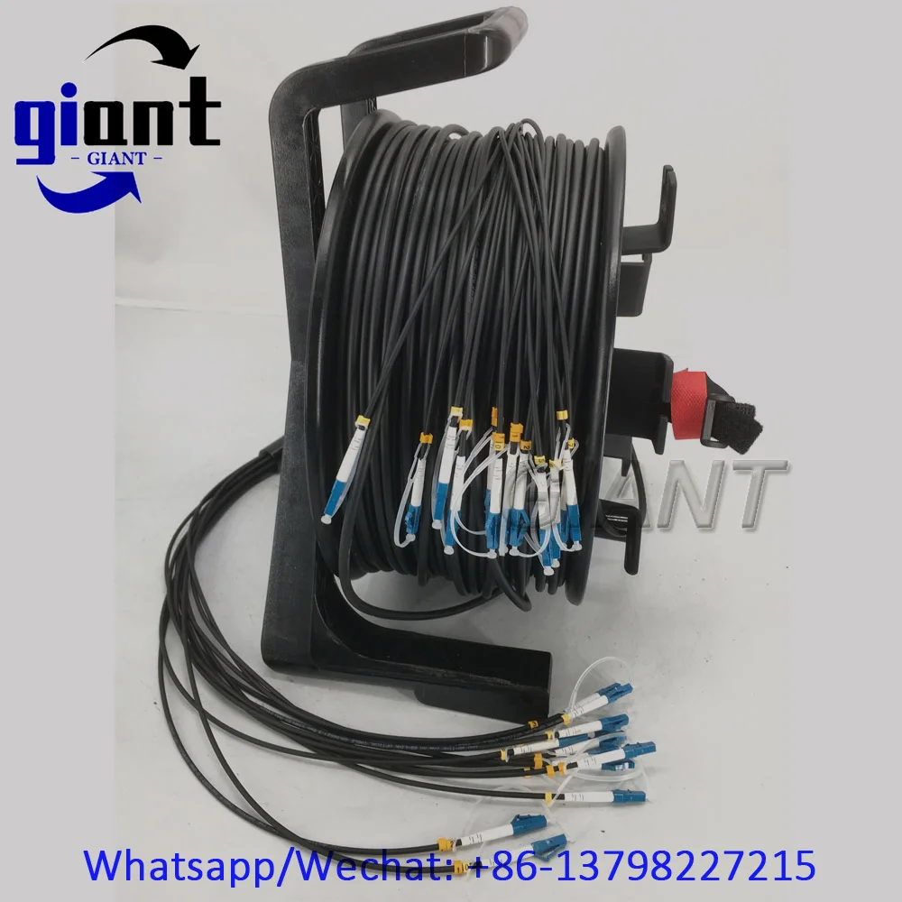 SM,12C,G657A1,TPU 블랙 아머드 케이블, 직경:6.0mm, LC/UPC-LC/UPC 100M/150M 광섬유 패치 코드 릴 포함 PCD310