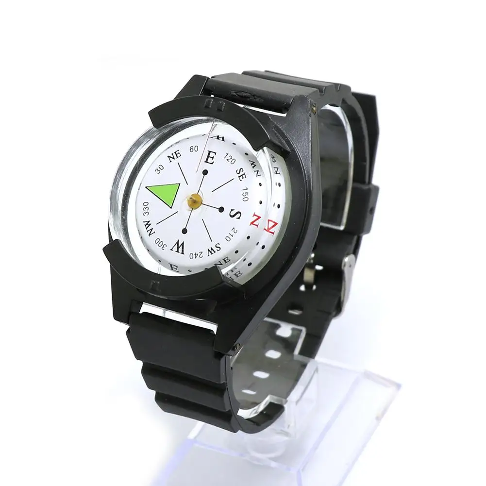 New Arrival Outdoor Mini Lightweight Wristwatch ABS Compass Rubber Watchband Outdoor Survival Watch Black Band Tool Accessory