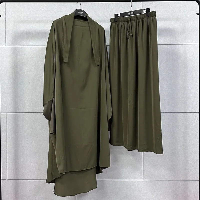Ramadan Abayas Sets  2 Piece Set Muslim Women Hijab Dress Prayer Garment Abaya Long Khimar Arab Gown  Islamic Clothes Robe