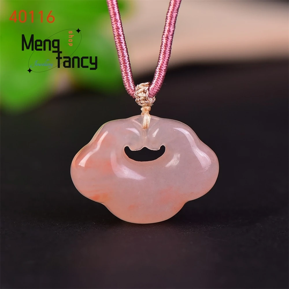Exquisite High-grade Natural Gold Wire Jade Peach Blossom Wine Ruyi Lock High-Grade Pendant Necklace Luxury Necklace