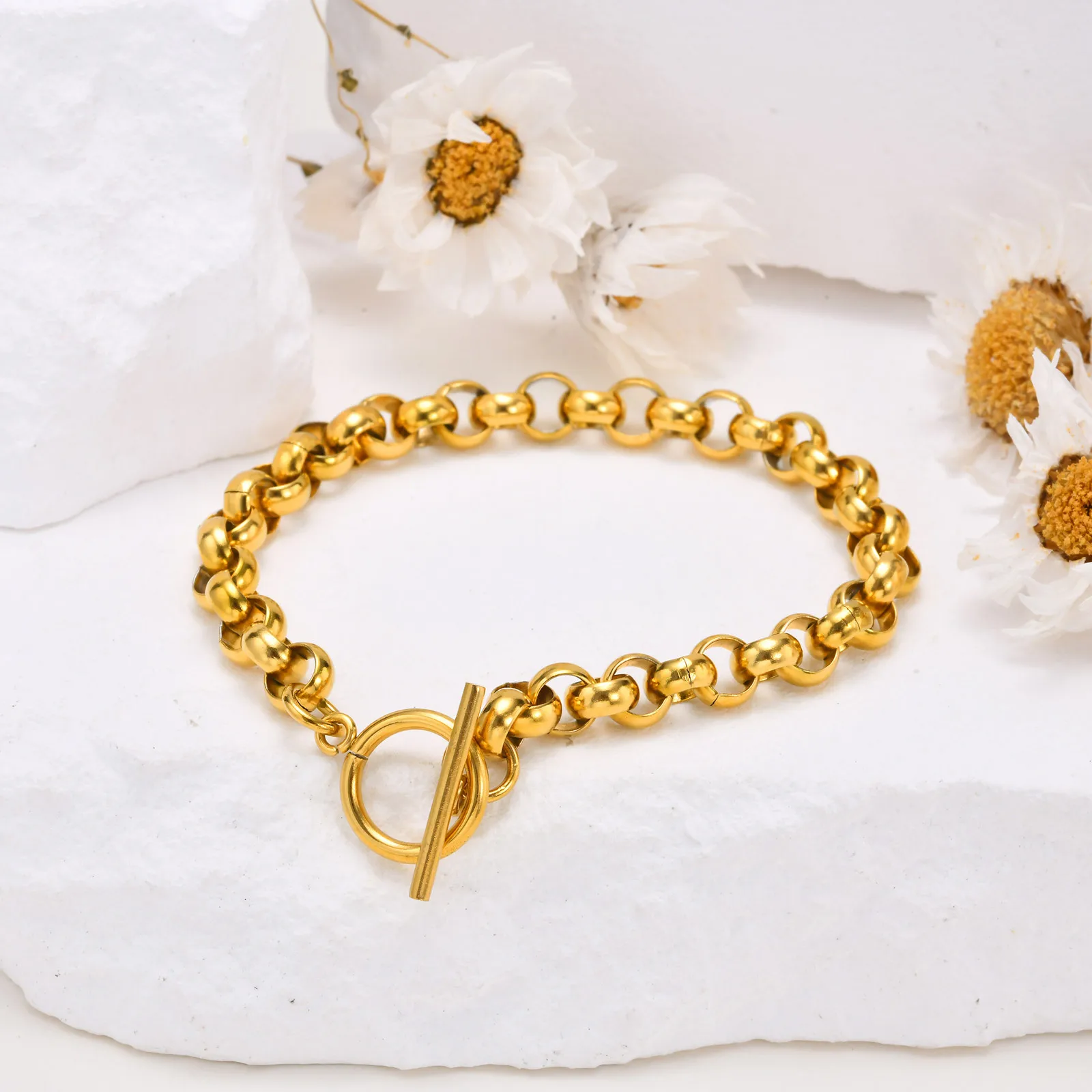 سوار Vnox من الفولاذ المقاوم للصدأ Belcher Rolo، س...