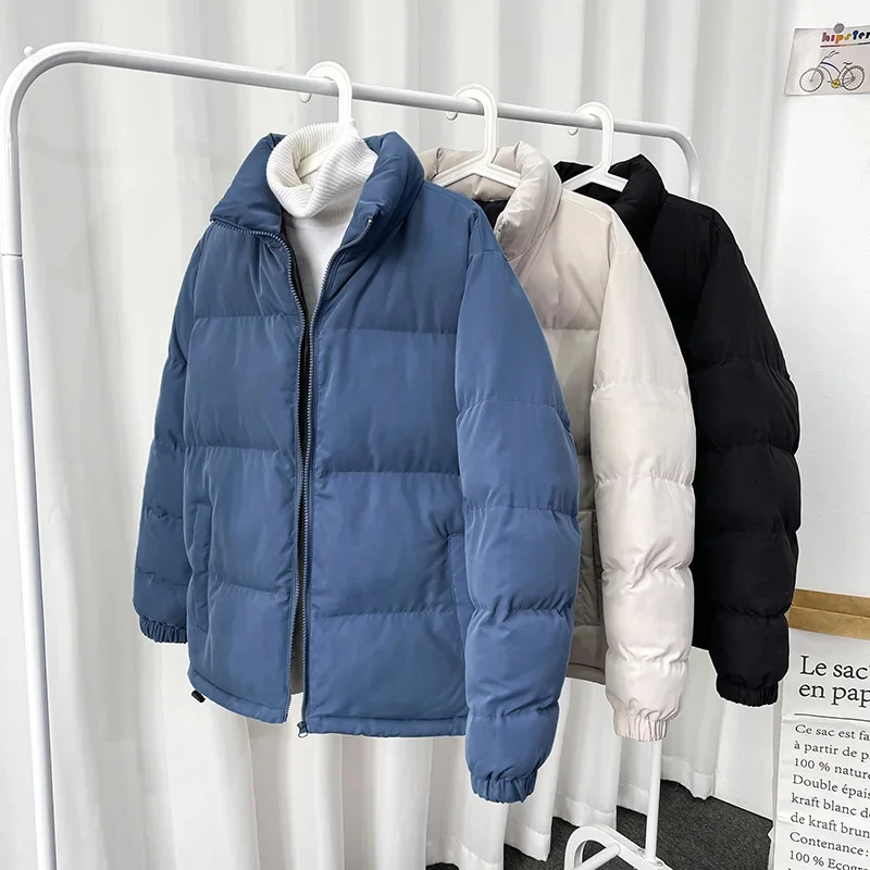 New Winter Jacket Men's Parka Thickened Warm Coat Stand Collar Solid Color Couple Fashion New Street Suit 5XL  Mens Jacket