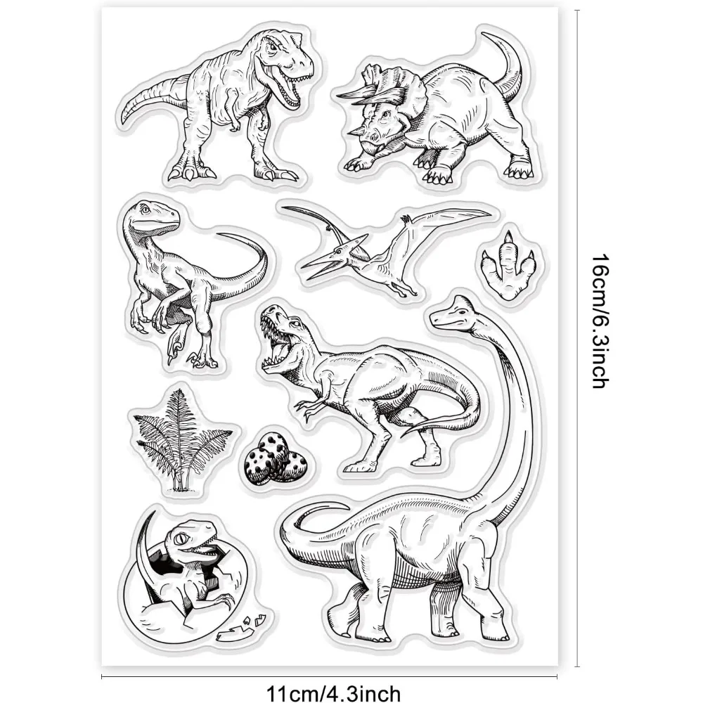 Dinosaur Clear Stamps for DIY Scrapbooking Jungle Party Wildlife Animals Silicone Clear Stamp Seals for Cards Making Photo Album clear stamps clear rubber stamps