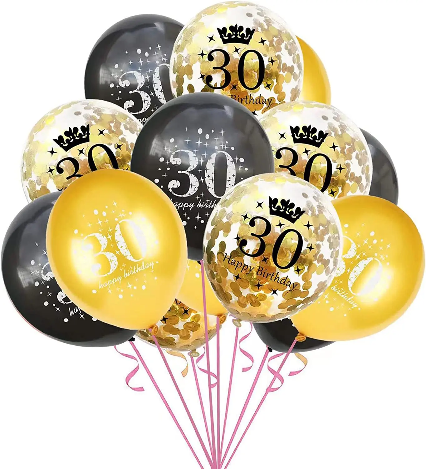 

30th 12inch Happy Birthday 30 Latex 15Pcs Balloons Adult Birthday Party 30th Confetti Balloon Anniversary Decor